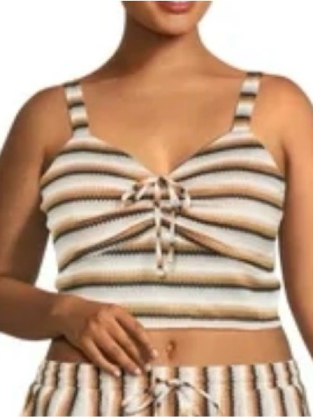 NWT Sexy Summer Cropped Crochet Tank Top Brown/black Striped Size 3X 22/24
